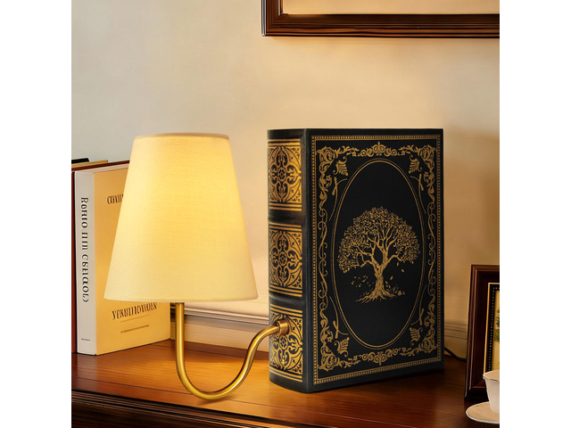 Vintage Bookshelf Lamp with Bulb, 3-Color Touch Control Dimmable Table Lamp with Linen Shade, Modern Bookend Lamp for Bedroom, Office & Bookshelf...