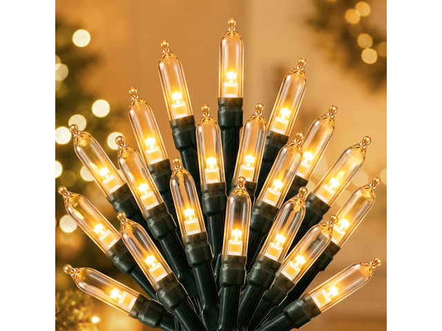 2 Pack Christmas Mini Lights, 75 Feet 200 LED Warm White String Lights 8 Light Modes Connectable Clear Bulbs Fairy Lights Plug in for Outdoor...