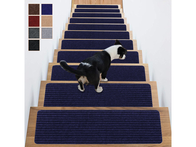Stair Treads for Wooden Steps 16 Pack 8'x30' Non-Slip Carpet Runner Indoor with TPE Backing & Reusable Adhesive Anti-Skid Safety Rug for...