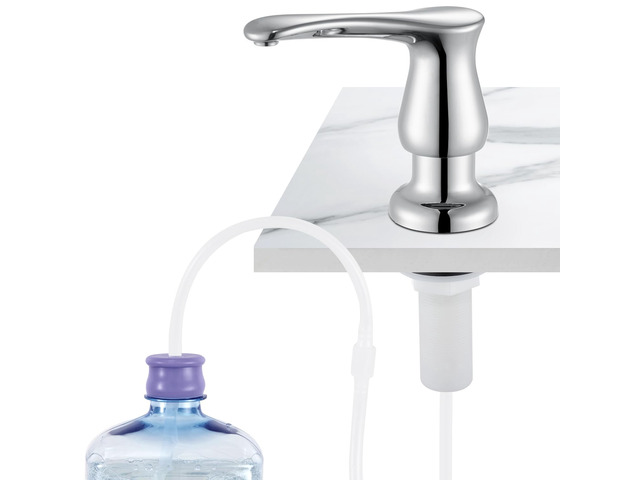 Kitchen Sink Soap Dispenser Chrome, G086C-G Chrome Under Sink Soap Dispenser with 40' Silicone Extension Tube, Say Goodbye to Frequent Refills