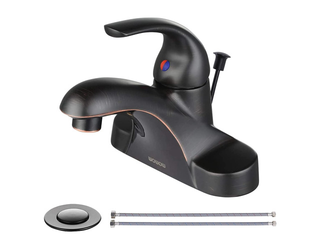 Single Handle Commercial Bathroom Faucet Oiled Rubbed Bronze 4 inch Centerset Bathroom Basin Sink Faucets One Handle Vanity Faucets Basin Mixer Tap...