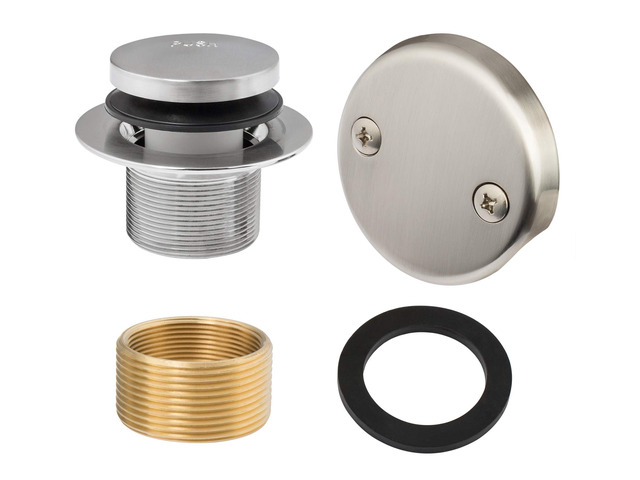 Tip-Toe Tub Trim Set with Two-Hole Overflow Faceplate, Replacement Bath Drain Trim Kit with 2-Hole Overflow Faceplate and Universal Fine/Coarse...