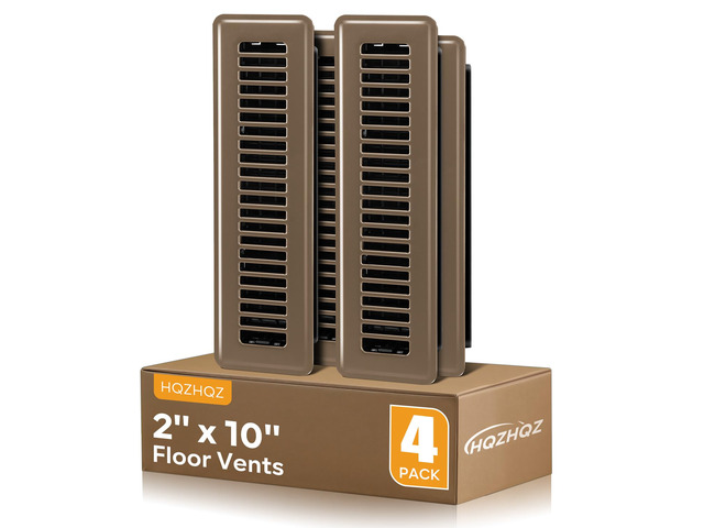 Floor Register 2x10, 4 Pack Floor Vent Covers for Home Floor Heavy Duty Steel Walkable Floor Vents Air Vent Covers for Sidewall and Floor, Brown