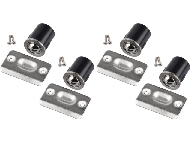 4 Pack Drive in Ball Catch with Strike Plate for Closet Doors, Satin Nickel, 13/16' x 1-1/8',Die-cast, Adjustable Tension Ball