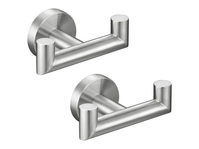Towel Hooks for Bathrooms, 2 Pack Robe Holder, Brushed Nickel Hand Towel Coat Holder, Solid SUS304 Stainless Steel, Versatile Double Hook, Modern...