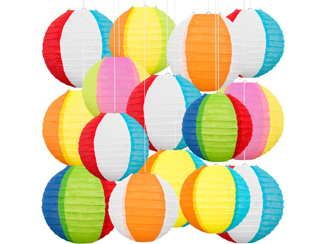 60Pcs Pool Summer Party Decorations Beach Ball Paper Lanterns Bulk Luau Hawaiian Tropical Tiki Party Decor,Birthday,Office,Classroom Hanging...