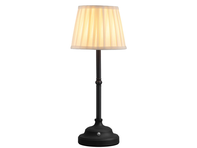 Black Cordless Portable LED Table Lamp, White Fabric Shade Desk Lamp 4000mAh Rechargeable Battery Powered Lighting, Dimmable Light for Dining Room,...