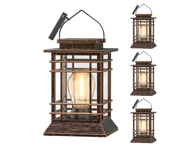 Solar Lanterns Outdoor Waterproof, Hanging Solar Lights for Outside 4 Pack Auto Dusk-to-Dawn, Bright LED Lighting, Over 12H Runtime, IP65...