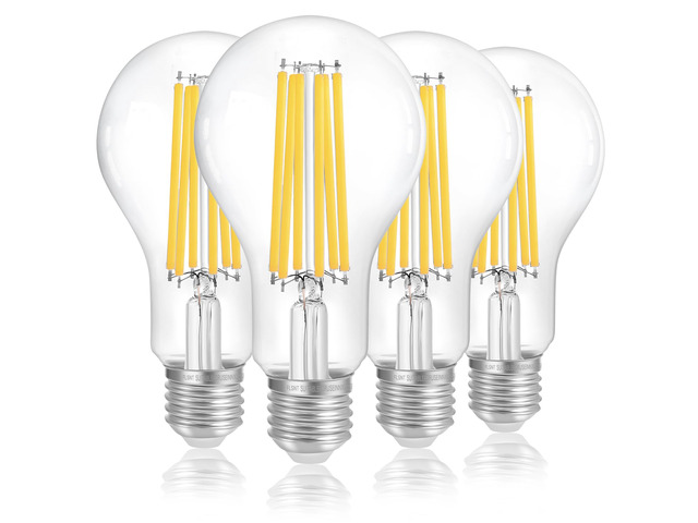 150W Eq Dimmable A23 LED, 2650LM, 3000K, E26, 4P 18W, clear glass, vintage filament, instant on, no flicker, for table lamps, living room, bedroom,...