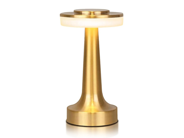 Cordless Metal Desk Lamp, Touch Sensor Control LED Table Lamp,3 Color Stepless Dimmable Battery Powered Lamp for Living Room, Dorm, Home Office (Gold)