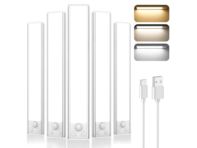 Under Cabinet Lighting, 5-Pack 10 inch 2200mAh Rechargeable Battery Operated Motion Sensor Lights Indoor, Wireless Dimmable Magnetic Under Counter...