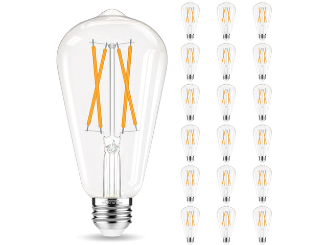 Edison Bulbs 60 watt Equivalent, E26 Bulb, Vintage Light Bulbs 18 Pack Soft White 2700K 6W 600LM, Non-Dimmable, E26 LED Bulb, 90+ CRI, Edison Light...