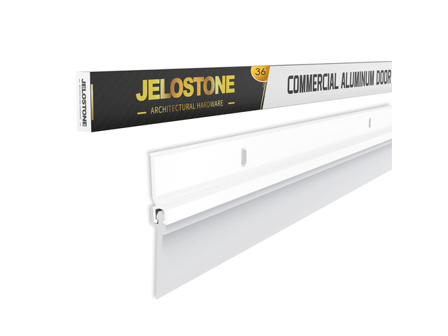 2 Pack - Commercial Door Bottom Sweep, Heavy Duty Aluminum, Fire Rated, Vinyl Insert, JS-NV307, Ideal for Residential & Commercial Use (White...