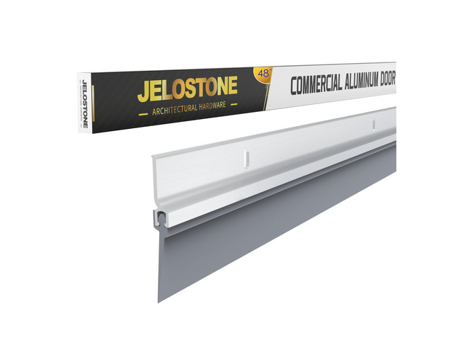 2 Pack - 48'' Commercial Door Bottom Sweep (Clear Anodized), Heavy Duty Aluminum, Fire Rated, Vinyl Insert, JS-NV307, Ideal for Residential &...
