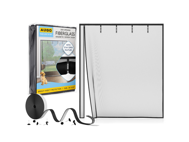 Fiberglass Magnetic Screen Door Reversible Left Right Side Opening - Self Sealing, Heavy Duty, Hands Free, Keeps Bugs Out - Pet and Kid Friendly -...