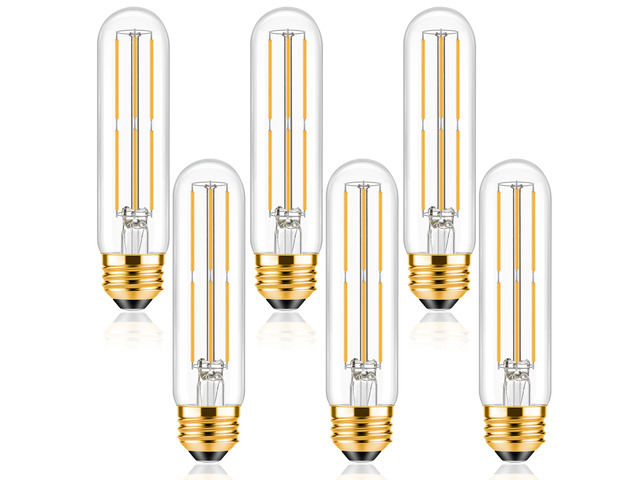 E26 T10 LED Bulb 6 Watt Equivalent 60W Warm White 2700K Dimmable long light Bulb Tubular Bulbs Edison LED Filament Bulb,Desk Lamp,Bedbroom Cafe...