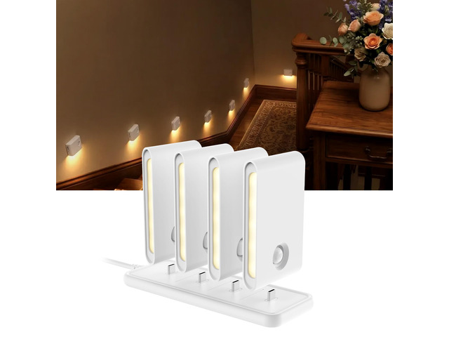 Motion Sensor Night Lights, Rechargeable 1500mAh LED Stair Lights with Magnetic & Dimmable, Auto On/Off 3000K Soft White, Stick-On for Stairs,...