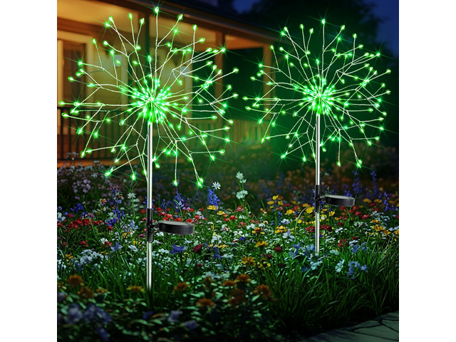 Solar Garden Lights Outdoor - 150 LED Green Firework Lights Waterproof with 8 Modes, Solar Stake Lights Decorations for Outside Yard Pathway Flower...