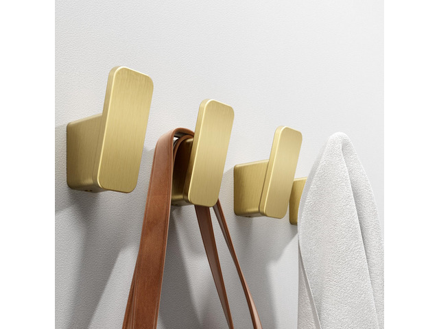 4-Pack Brushed Gold Towel Hook for Bathroom, Robe Coat Hook, Heavy Duty Wall Hooks for Hanging Bag Hat Mudroom Bedroom Shower Closet, Drill in...