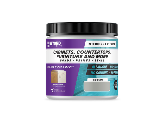 All-in-One Refinishing Paint, No Sanding, Matte Finish for Cabinets, Countertops, Furniture and Doors, 1 Pint, Soft Gray