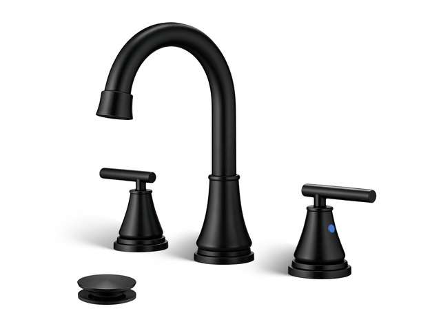 Widespread Bathroom Faucet 3 Hole, Black Faucet with Pop-up Drain Multi-Certified Reliable Faucet with Detachable Faucet Aerator Widely Fits 6-16...