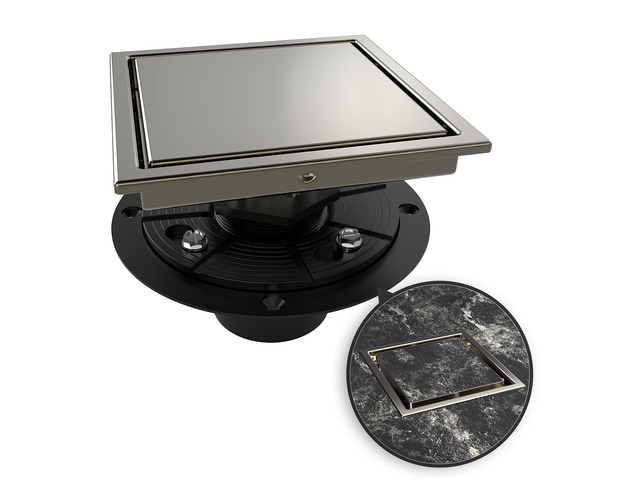 6 Inch Square Shower Drain Nickel Floor Drain with Flange Reversible 2-in-1 Cover Tile Insert Grate Removable SUS304 Stainless Steel CUPC Certified...