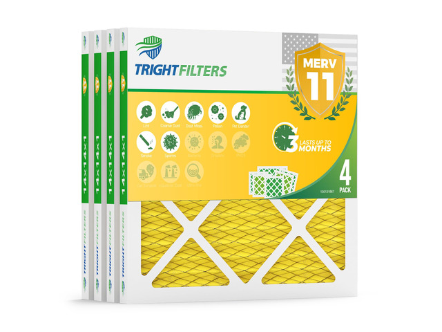 14x14x1 Air Filter 4 Pack, MERV 11 Dust & Pet Dander Defense Electrostatic Pleated HVAC AC Furnace Filters Replacement for Home (Actual Size...