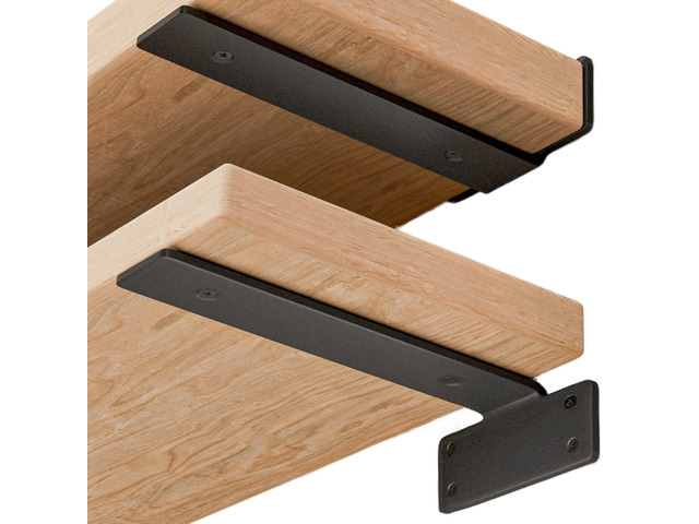 Shelf Brackets Floating Shlef Brackets 12-Inch 6-Packs, 1/5-Inch Thick Heavy Duty Shelving Brackets for Wood Shelves, 12' Hidden Black Metal L...