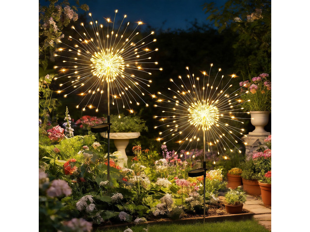 Solar Garden Lights Outdoor,Waterproof Garden, 2PC 200 LED Twinkling Firework Lights Decorative with 8 Modes,Decor for Yard Patio Pathway Lawn for...