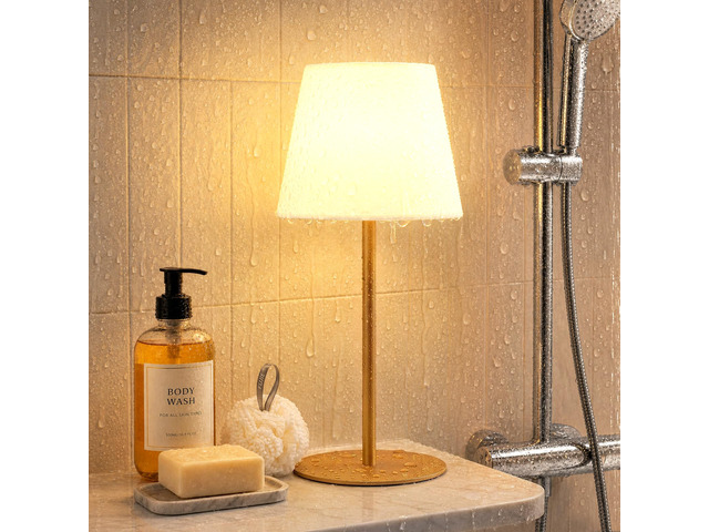 Shower Lamp Rechargeable Waterproof Lamp, Cordless Table Lamp for Bathroom IP54 Spa-Like Shower Light, 4000mAh Battery Powered, 3 Color Modes,...