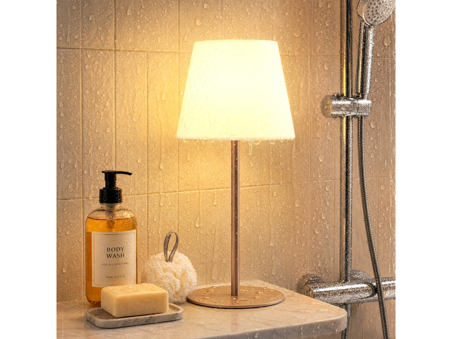 Shower Lamp Rechargeable Waterproof Lamp, Cordless Table Lamp for Bathroom IP54 Spa-Like Shower Light, 4000mAh Battery Powered, 3 Color Modes,...