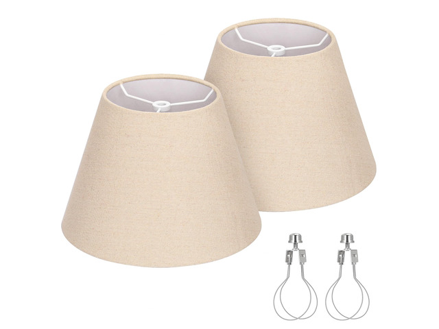 Small Lampshades Set of 2, 5.5'Top x 10'Bottom x 6.6'High, Brown Bell Shade Burlap Lamp Shades for Table Lamps Wall Lamps, Fabric Lampshades,...
