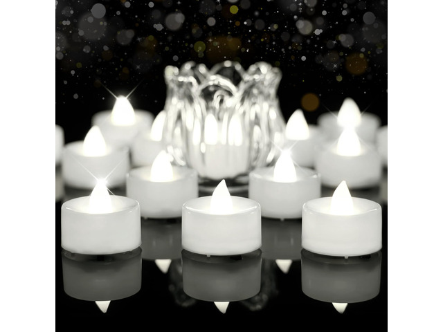 24Pack Battery Operated Tea Lights with Timer, 6H Timer Built-in 1.5'D x 1.3'H Flickering Electric Flameless LED Tealight Candles Votives for Table...