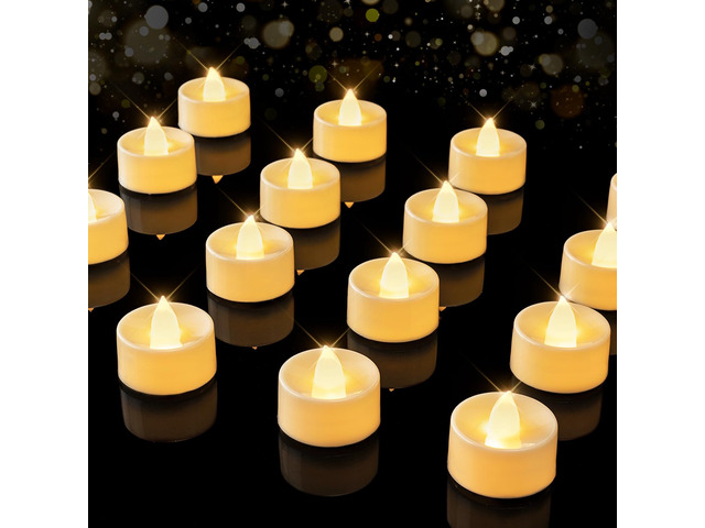 24Pack Battery Operated Tea Lights with Timer, 6H Timer Built-in 1.5' x 1.3' Flickering Electric Flameless LED Tealight Candles Votives for Table...