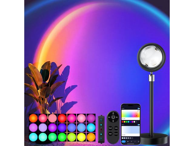 Sunset Lamp Projector Led Lights with Remote,APP Push Button Control Night Light RGB Lights Sun Sunlight Sunrise Lamp 360° Rotation Mood Lighting...