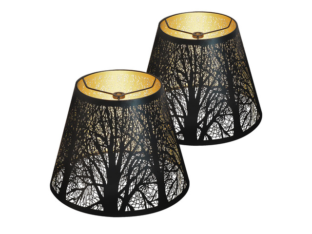 Etched Small Forest Metal Lampshade set of 2,Top 6'' Bottom 10''Height 7.5' Barrel Shade Lampshade Fits Most Table Lamp and Floor Lamp Spider,...