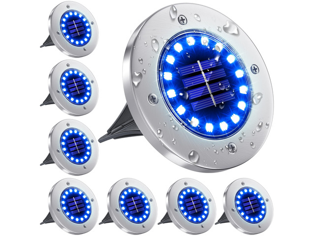 Blue Solar Ground Lights Outdoor with 16 LEDs Waterproof Outdoor