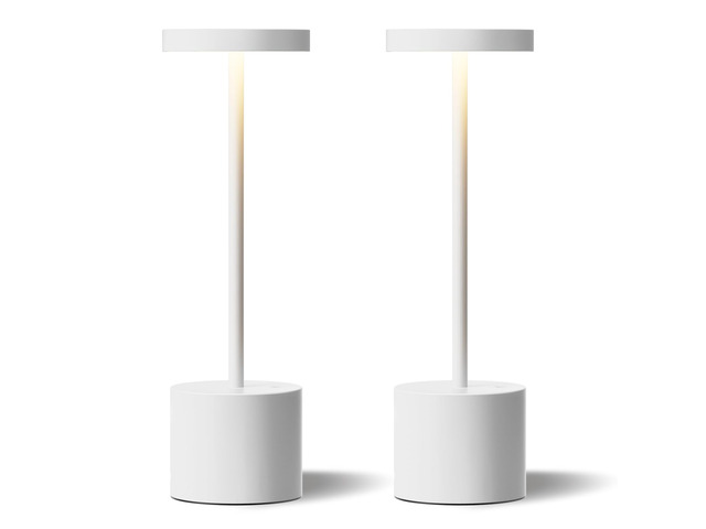 White Cordless Lamp Set, Rechargeable Lamp, 3 Color Temperature, LED Outdoor Wireless Lamps, Battery Operated Lamps, Stepless Dimmable, Touch Control
