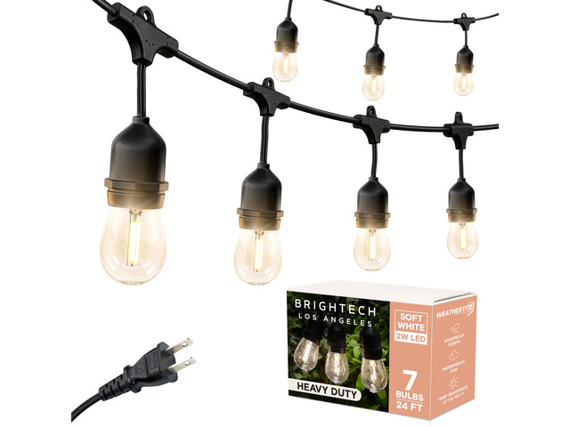 Ambience Pro - 24 Ft Waterproof LED Outdoor String Lights - Hanging, Dimmable 2w Vintage Edison Bulbs -Commercial Grade Patio Lights Create Cafe...