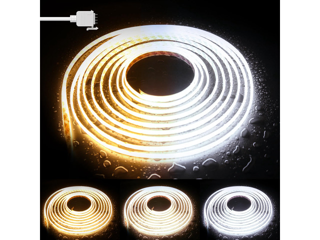 COB LED Strip Light CCT Tunable White IP65 Waterproof,CRI90+ 24ft/7.5m 2700K-6500K Dimmable 24V LED Tape Light,for Under Cabinet Bedroom Kitchen...