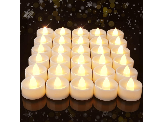 100 Pcs Flickering Flameless LED Tea Lights Battery Operated, White 200+ Hours Long Lasting Electric Candle for Wedding Table Centerpiece, Party,...