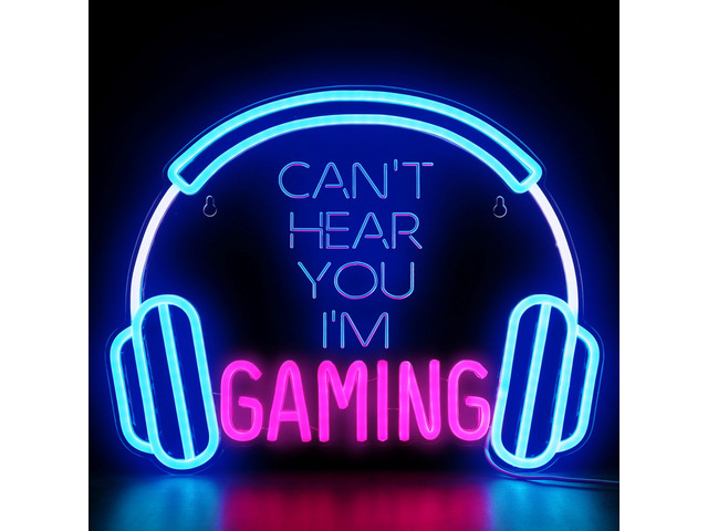 Gamer Neon Sign, Neon Headphone Signs for Gaming Room Decor - Can't Hear You I'm Gaming Headset LED Light Sign for Teen Boys Room Decor - Best...