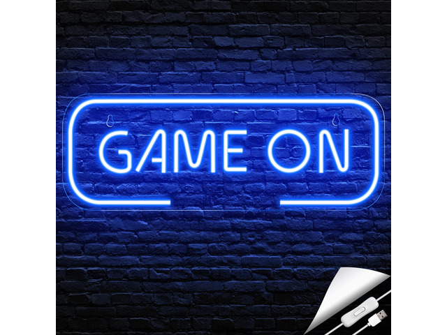 Gaming Neon Sign, Game On Neon Sign for Game Room Decor - LED Game Neon Sign for Teen Boy Room Decor, Gamer Wall Decor - Best Gamer Gifts for Boys,...