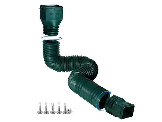 Green1-Pack Rain Gutter Downspout Extensions Flexible, Drain Downspout Extender,Down Spout Drain Extender, Gutter Connector Rainwater...