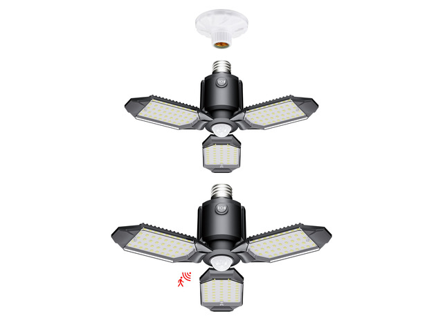 Motion Sensor LED Garage Light for Ceiling 8000LM 2Pack Motion Activated,Dusk to Dawn Sensor Lights,80W Ultra Bright LED Shop Light Bulb,Screw in...
