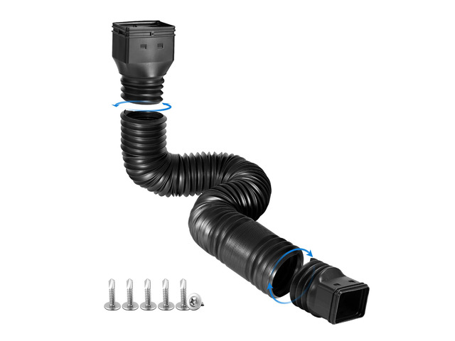 Black 1-Pack Rain Gutter Downspout Extensions Flexible, Drain Downspout Extender,Down Spout Drain Extender, Gutter Connector Rainwater...