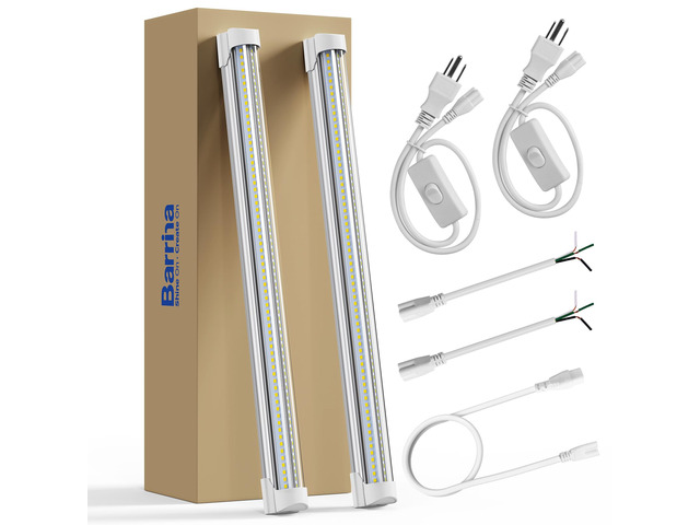 T8 LED Shop Lights 1.5FT, 25W 3450LM 5000K, 2 Pack High Output Tube 1.5 Foot Light Bar for Workbench Workshop and Garage, Daylight White, Ceiling...