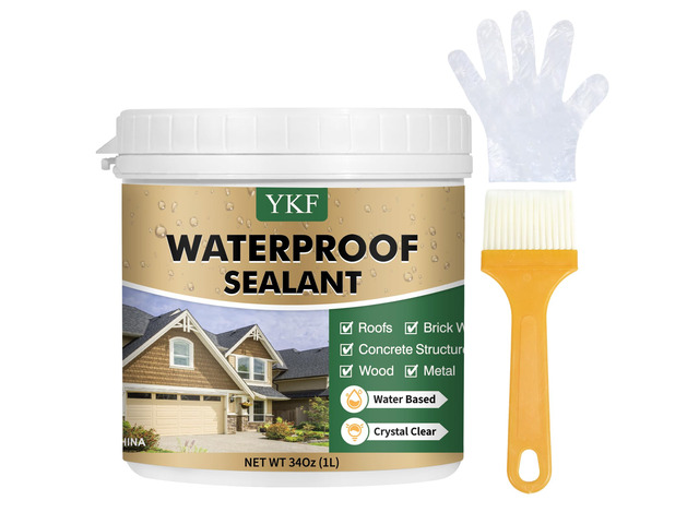 Clear Waterproof Sealant, Self-Leveling Brush-On Coating, 34 Fl Oz Long-Lasting Waterproofing For Cracks, Seams, Roof Joints, Gutters, Walls, And...