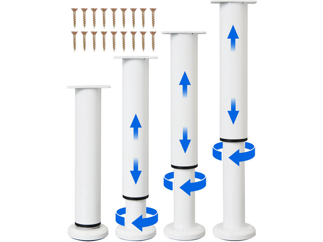 4 PCS Adjustable Height Bed Support Legs [with 18PCS Screws] for Bed Frame/Bed Center Slat, Heavy Duty Furniture Replacement Legs 7.08-12.2 inch...