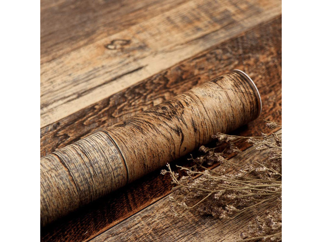 Wood Grain Contact Paper Peel and Stick Wood Look Wallpaper for Countertops 17.5' X 984' Woodgrain Contact Paper Brown Wood Panel Removable...